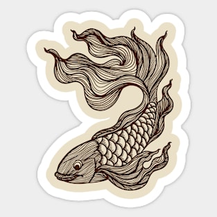 Lined hand drawn betta fish. Sticker